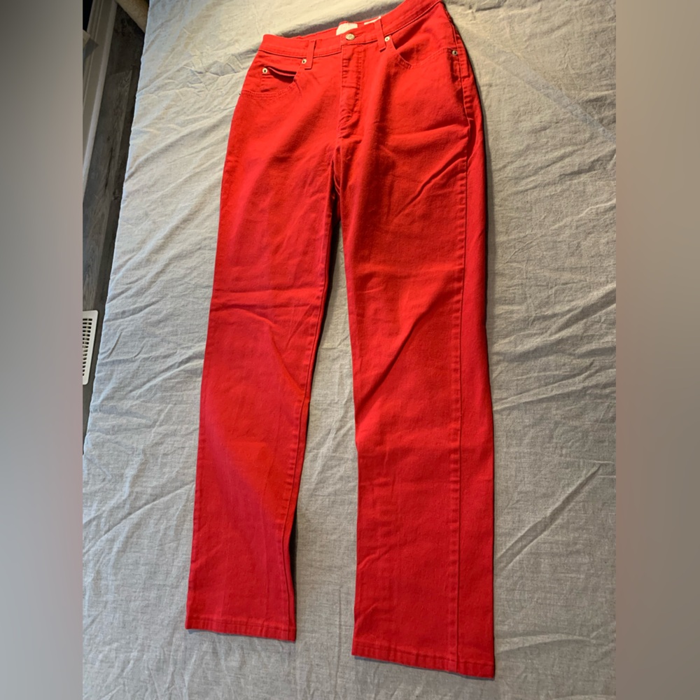 Vibrant Red Straight Leg Women's Jeans